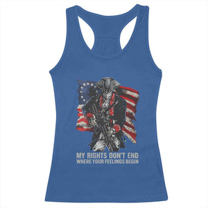 Gun Right 2A Racerback Tank Top My Rights Don't End Where Your Feelings Begin Retro Betsy Ross Flag TS02 Royal Blue Print Your Wear