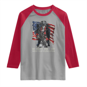 Gun Right 2A Raglan Shirt My Rights Don't End Where Your Feelings Begin Retro Betsy Ross Flag TS02 Sport Gray Red Print Your Wear