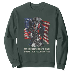 Gun Right 2A Sweatshirt My Rights Don't End Where Your Feelings Begin Retro Betsy Ross Flag TS02 Dark Forest Green Print Your Wear