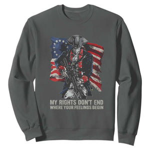 Gun Right 2A Sweatshirt My Rights Don't End Where Your Feelings Begin Retro Betsy Ross Flag TS02 Dark Heather Print Your Wear