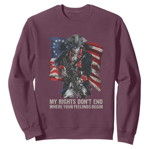 Gun Right 2A Sweatshirt My Rights Don't End Where Your Feelings Begin Retro Betsy Ross Flag TS02 Maroon Print Your Wear