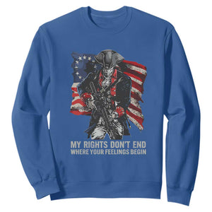 Gun Right 2A Sweatshirt My Rights Don't End Where Your Feelings Begin Retro Betsy Ross Flag TS02 Royal Blue Print Your Wear