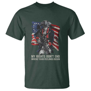 Gun Right 2A T Shirt My Rights Don't End Where Your Feelings Begin Retro Betsy Ross Flag TS02 Dark Forest Green Print Your Wear