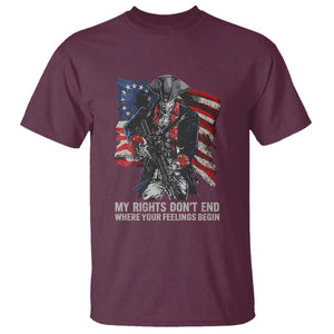 Gun Right 2A T Shirt My Rights Don't End Where Your Feelings Begin Retro Betsy Ross Flag TS02 Maroon Print Your Wear