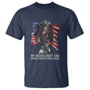 Gun Right 2A T Shirt My Rights Don't End Where Your Feelings Begin Retro Betsy Ross Flag TS02 Navy Print Your Wear