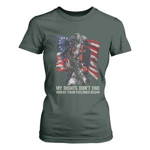 Gun Right 2A T Shirt For Women My Rights Don't End Where Your Feelings Begin Retro Betsy Ross Flag TS02 Dark Forest Green Print Your Wear