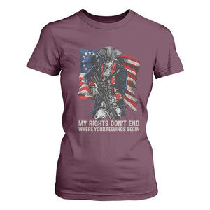 Gun Right 2A T Shirt For Women My Rights Don't End Where Your Feelings Begin Retro Betsy Ross Flag TS02 Maroon Print Your Wear