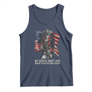 Gun Right 2A Tank Top My Rights Don't End Where Your Feelings Begin Retro Betsy Ross Flag TS02 Navy Print Your Wear