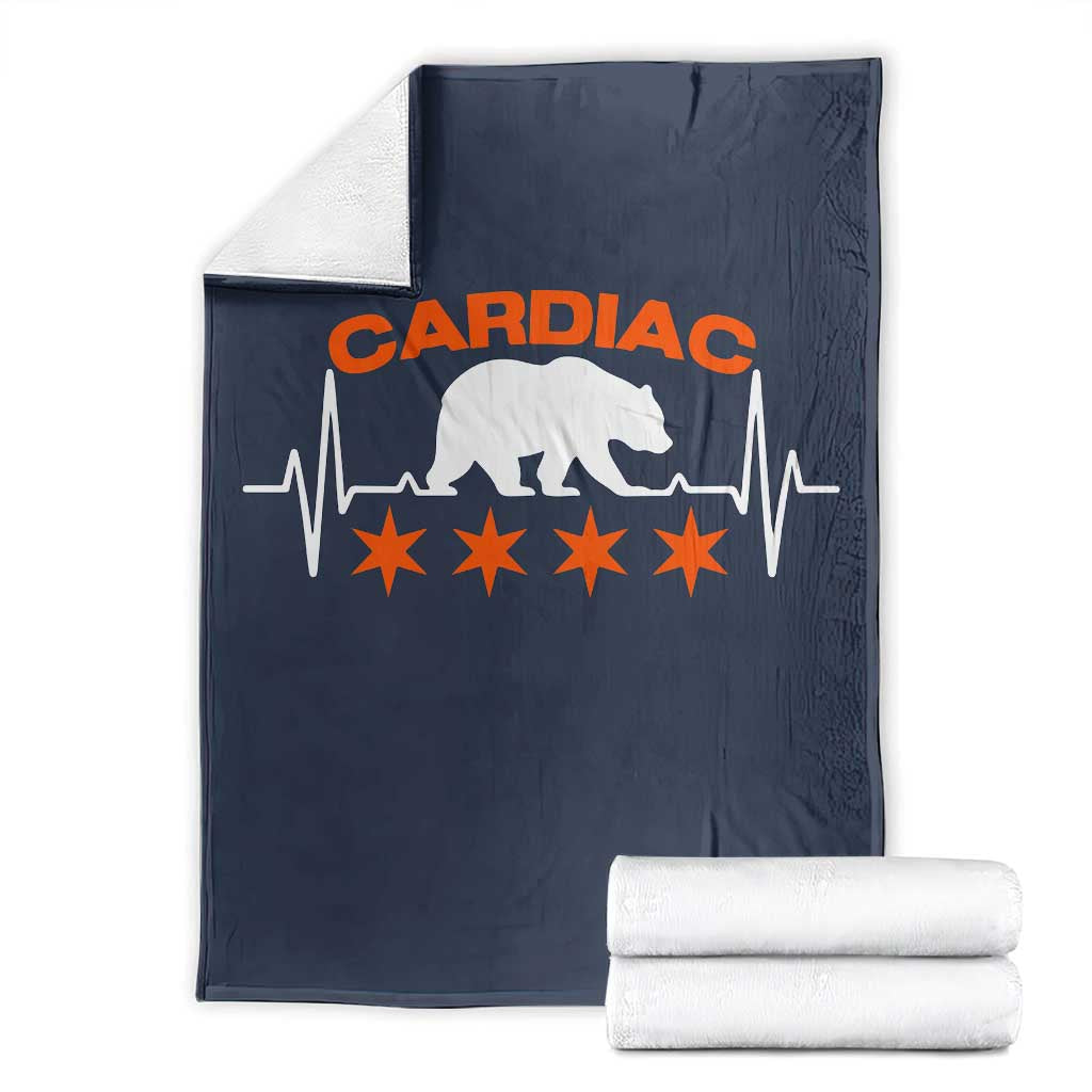 Cardiac Bear Heart Rate Throw Blanket Funny Heart-Stopping Game Day Sport Fans TS02 Navy Print Your Wear