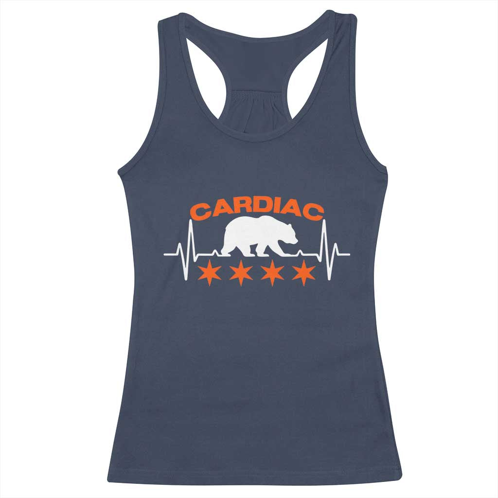 Cardiac Bear Heart Rate Racerback Tank Top Funny Heart-Stopping Game Day Sport Fans TS02 Navy Print Your Wear