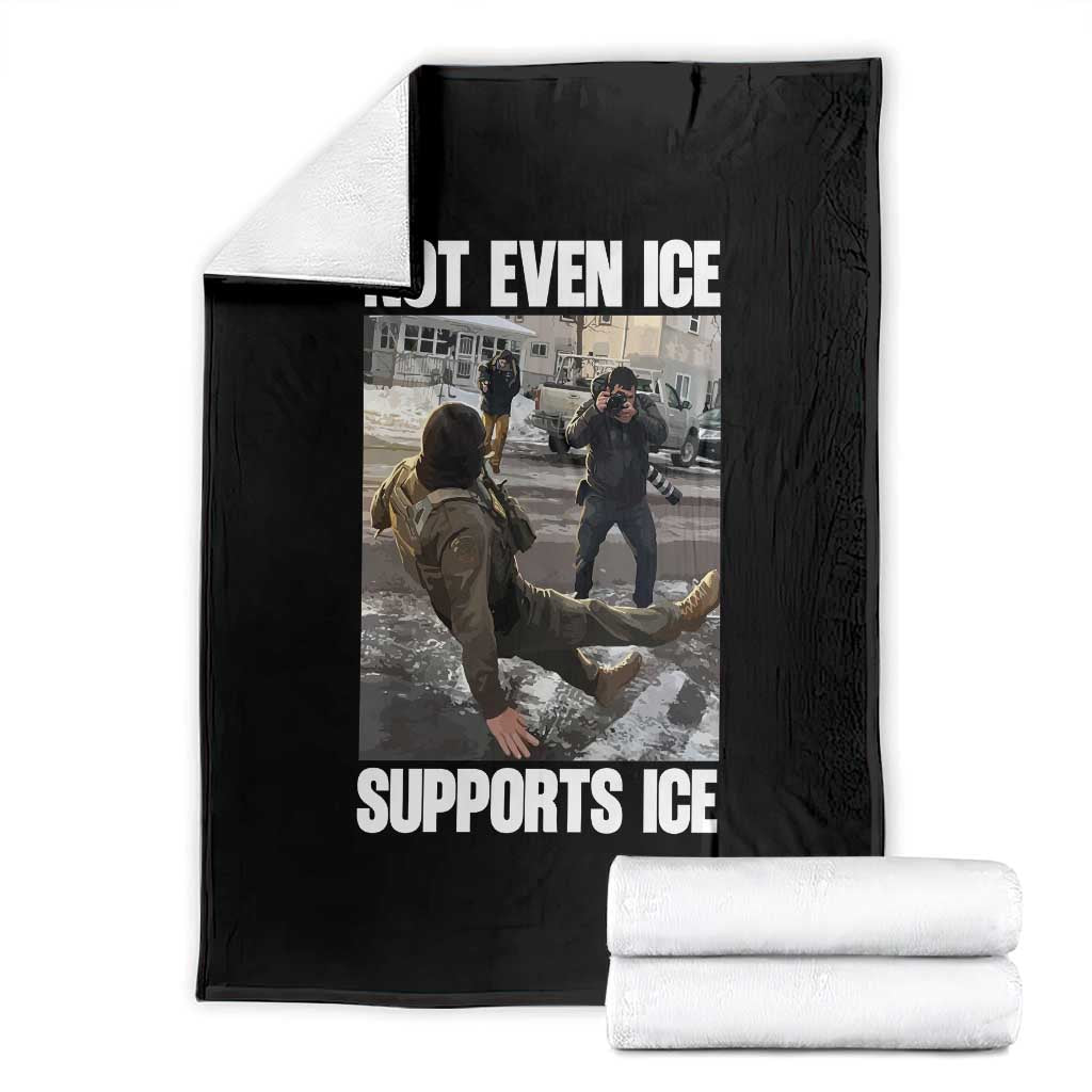 Not Even Ice Supports Ice Throw Blanket Viral Political Ice Slipping Meme Against Ice Satire TS02 Black Print Your Wear