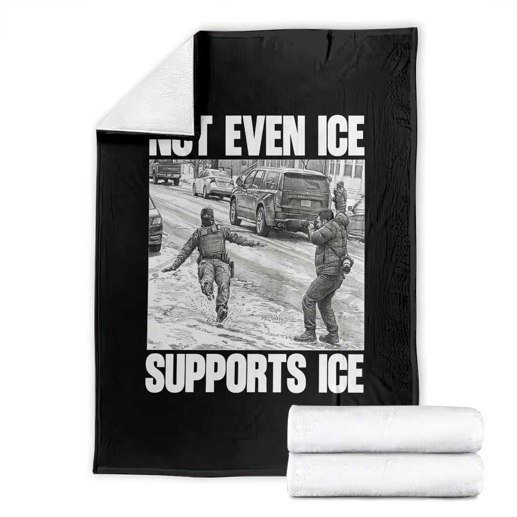 Not Even Ice Supports Ice Throw Blanket Viral Political Ice Slipping Captured Meme Against Ice TS02 Black Print Your Wear