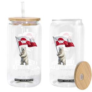 I Stand With Greenland Glass Can Cute Polar Bear Holding Flag Political Support TS02 Print Your Wear