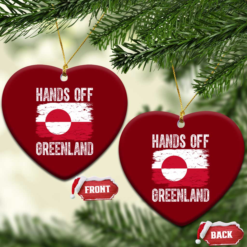 Hands Off Greenland Ceramic Ornament Distressed Flag Resist Political Protest TS02 Print Your Wear