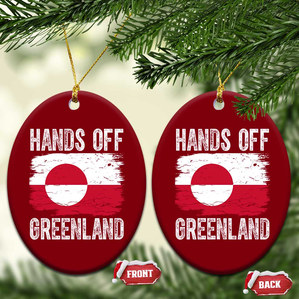 Hands Off Greenland Ceramic Ornament Distressed Flag Resist Political Protest TS02 Print Your Wear