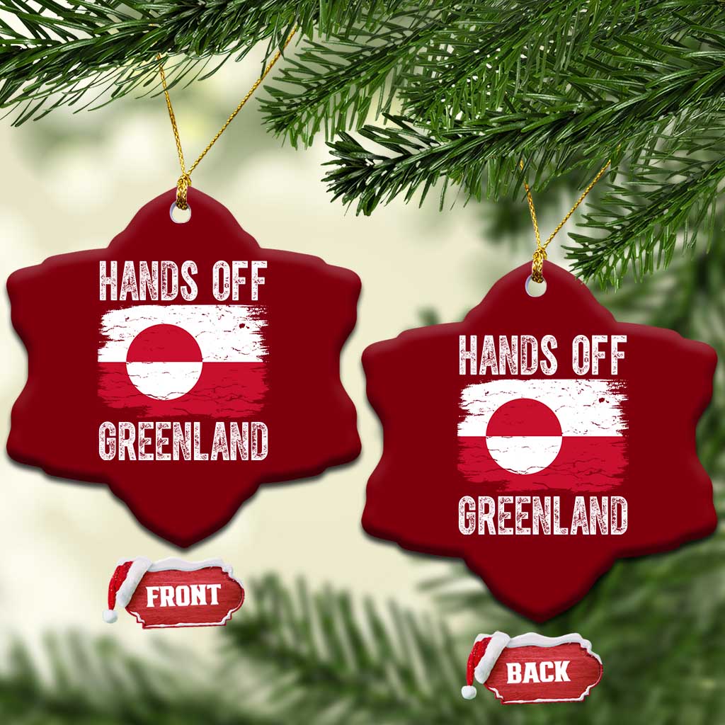 Hands Off Greenland Ceramic Ornament Distressed Flag Resist Political Protest TS02 Print Your Wear