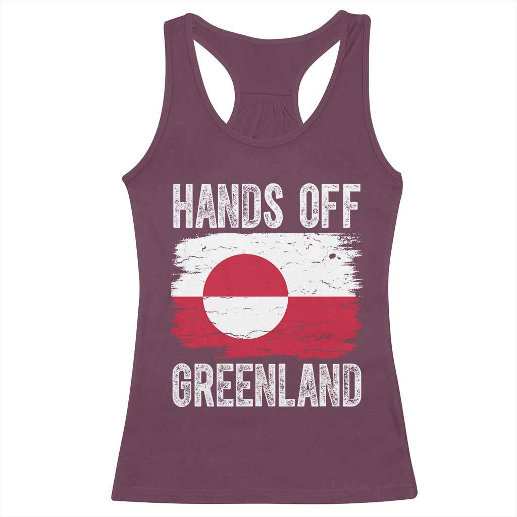 Hands Off Greenland Racerback Tank Top Distressed Flag Resist Political Protest TS02 Maroon Print Your Wear