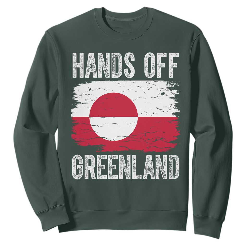 Hands Off Greenland Sweatshirt Distressed Flag Resist Political Protest TS02 Dark Forest Green Print Your Wear