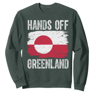 Hands Off Greenland Sweatshirt Distressed Flag Resist Political Protest TS02 Dark Forest Green Print Your Wear