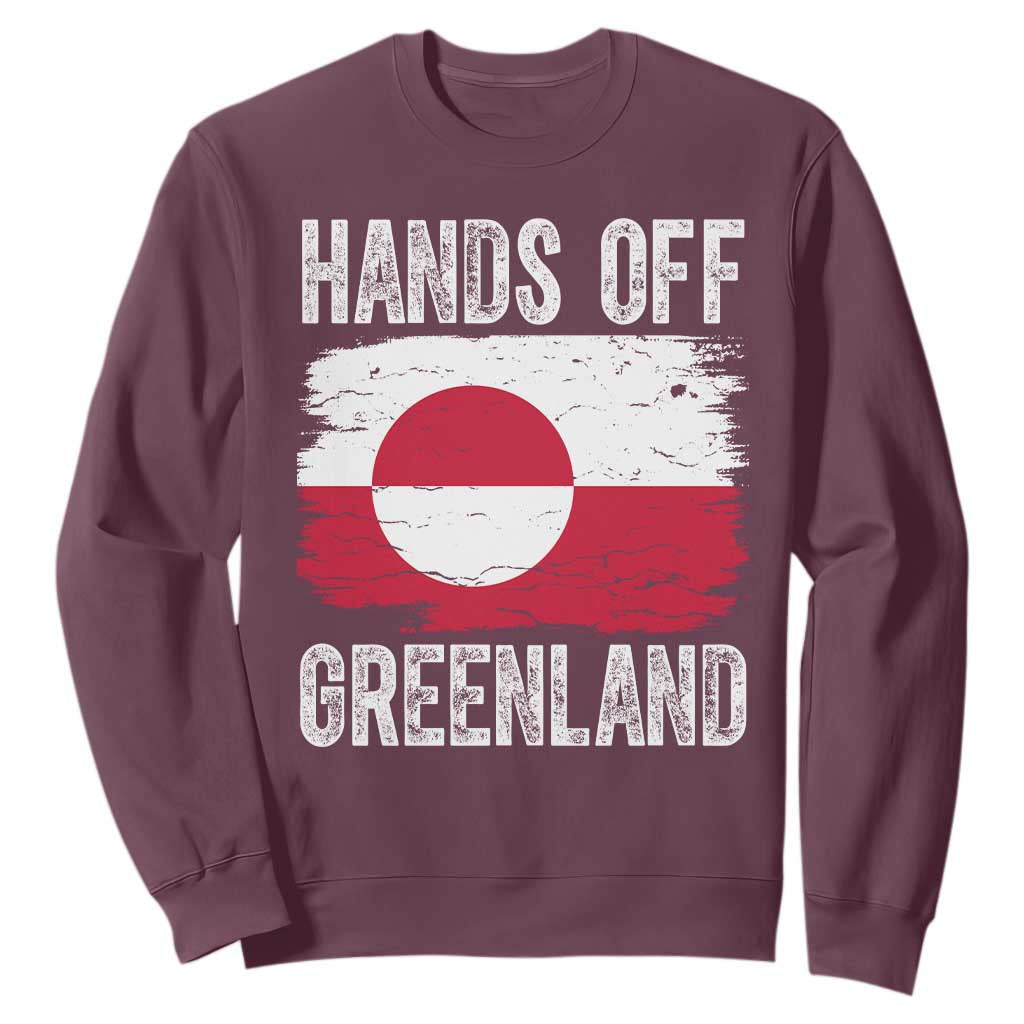 Hands Off Greenland Sweatshirt Distressed Flag Resist Political Protest TS02 Maroon Print Your Wear