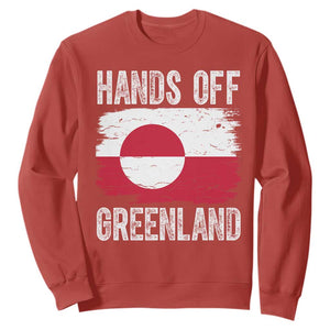 Hands Off Greenland Sweatshirt Distressed Flag Resist Political Protest TS02 Red Print Your Wear