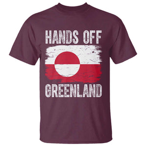 Hands Off Greenland T Shirt Distressed Flag Resist Political Protest TS02 Maroon Print Your Wear