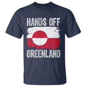Hands Off Greenland T Shirt Distressed Flag Resist Political Protest TS02 Navy Print Your Wear