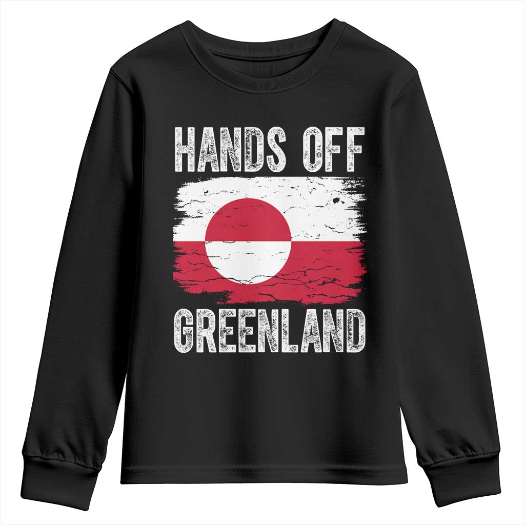 Hands Off Greenland Youth Sweatshirt Distressed Flag Resist Political Protest TS02 Black Print Your Wear