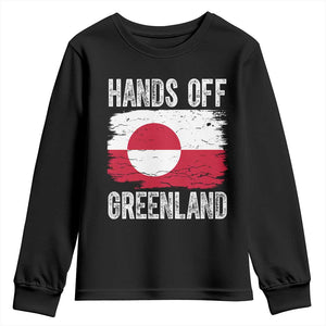 Hands Off Greenland Youth Sweatshirt Distressed Flag Resist Political Protest TS02 Black Print Your Wear
