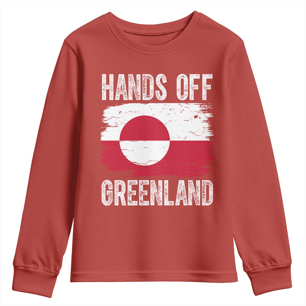 Hands Off Greenland Youth Sweatshirt Distressed Flag Resist Political Protest TS02 Red Print Your Wear