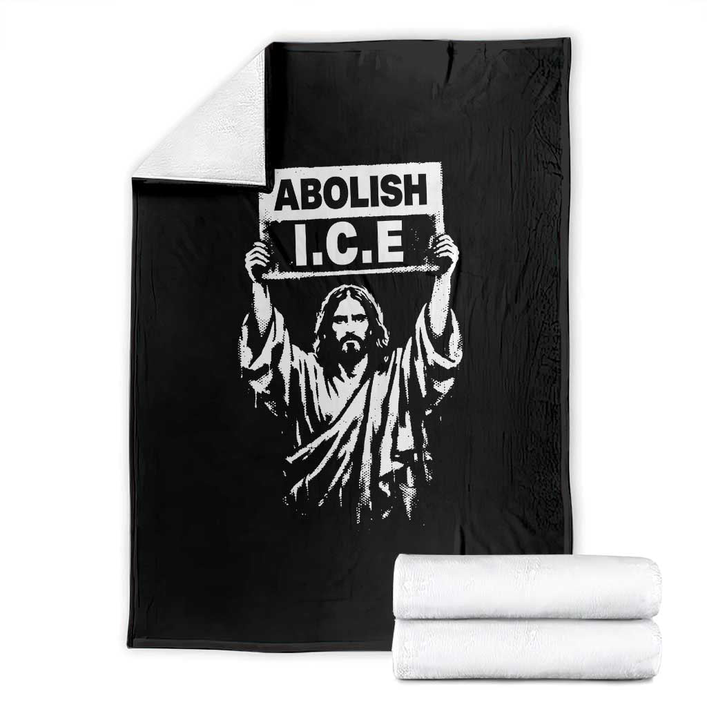 Jesus Abolish Ice Protest Throw Blanket Religious Faith Justice and Freedom Resistance TS02 Black Print Your Wear