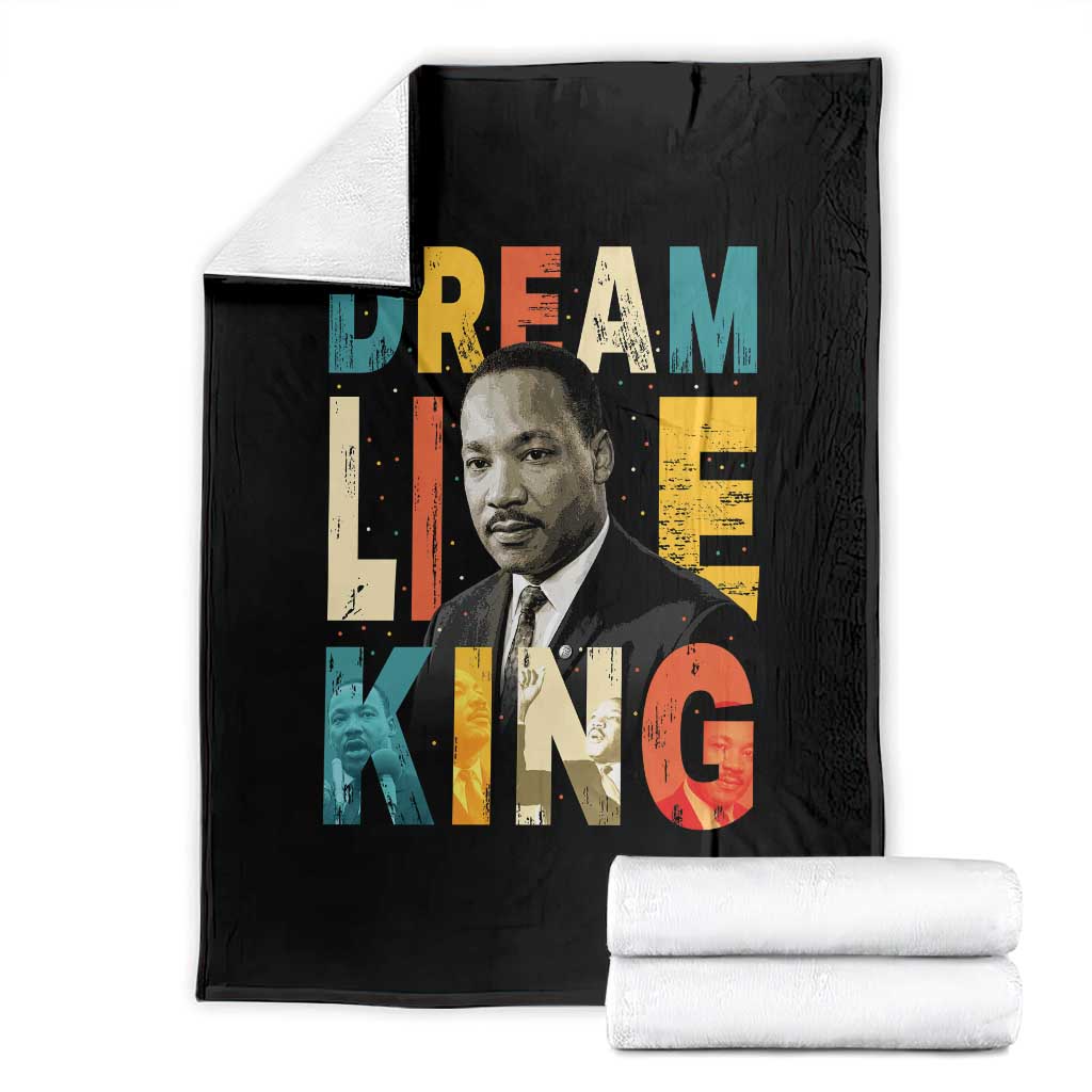 Dream Like King Inspirational MLK Graphic Throw Blanket Civil Rights Legacy Tribute TS02 Black Print Your Wear