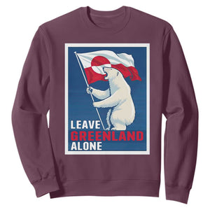 Leave Greenland Alone Polar Bear Resist Sweatshirt Vintage Patriotic Propaganda Sovereignty Protest TS02 Maroon Print Your Wear