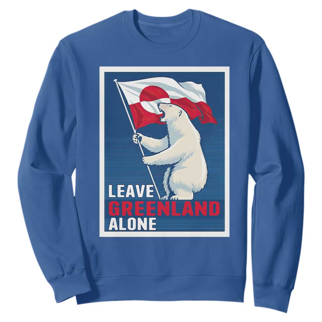 Leave Greenland Alone Polar Bear Resist Sweatshirt Vintage Patriotic Propaganda Sovereignty Protest TS02 Royal Blue Print Your Wear