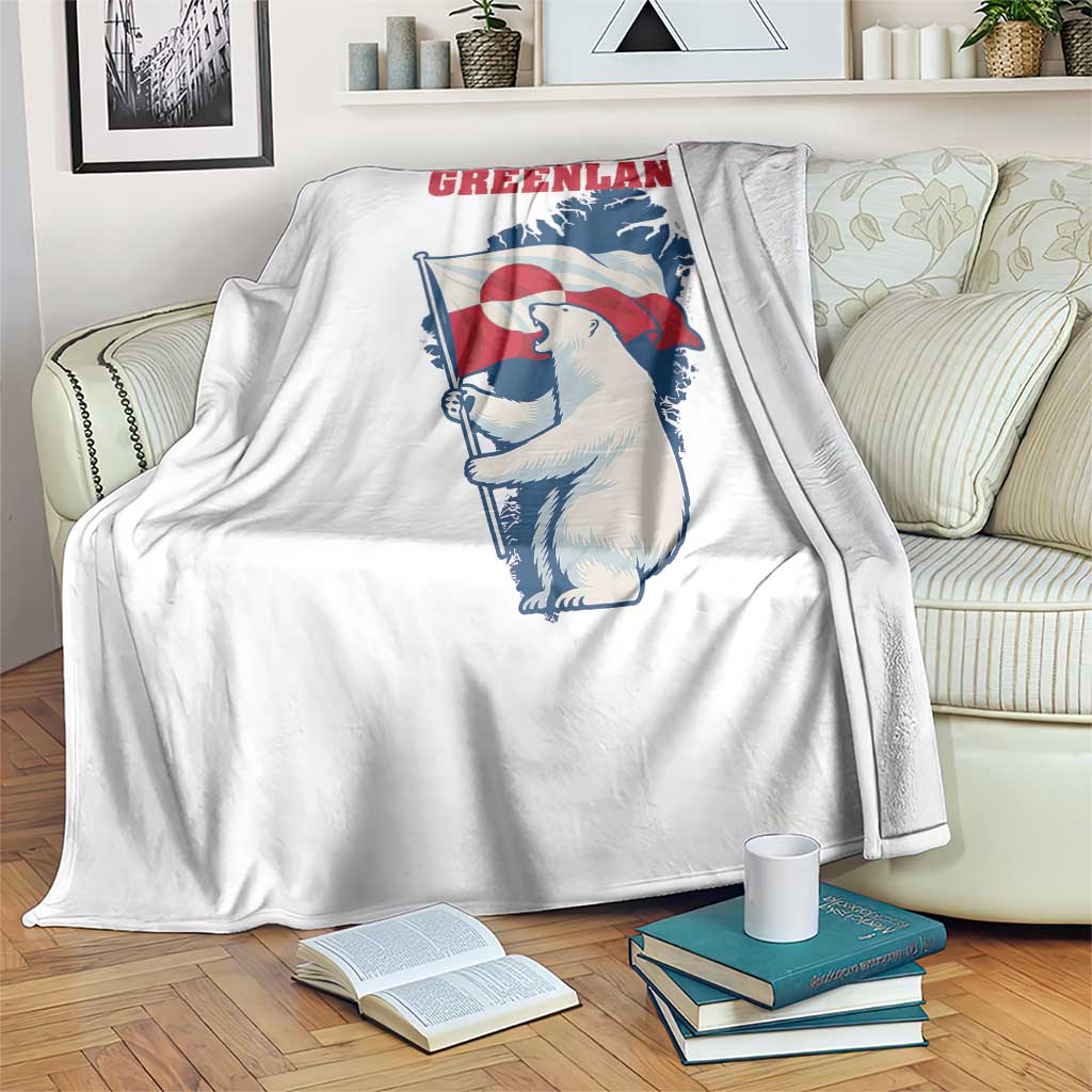 I Stand With Greenland Patriotic Throw Blanket Polar Bear Holding Flag Over Map TS02 Print Your Wear