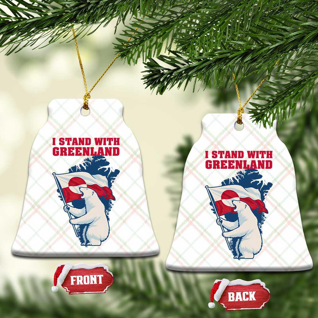 I Stand With Greenland Patriotic Ceramic Ornament Polar Bear Holding Flag Over Map TS02 Print Your Wear