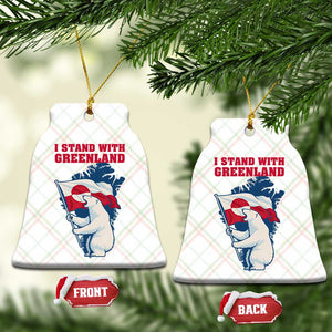 I Stand With Greenland Patriotic Ceramic Ornament Polar Bear Holding Flag Over Map TS02 Print Your Wear