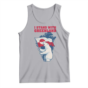 I Stand With Greenland Patriotic Tank Top Polar Bear Holding Flag Over Map TS02 Athletic Heather Print Your Wear
