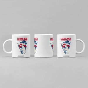 I Stand With Greenland Patriotic Coffee Mug Polar Bear Holding Flag Over Map TS02 Print Your Wear