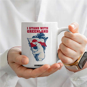 I Stand With Greenland Patriotic Coffee Mug Polar Bear Holding Flag Over Map TS02 Print Your Wear