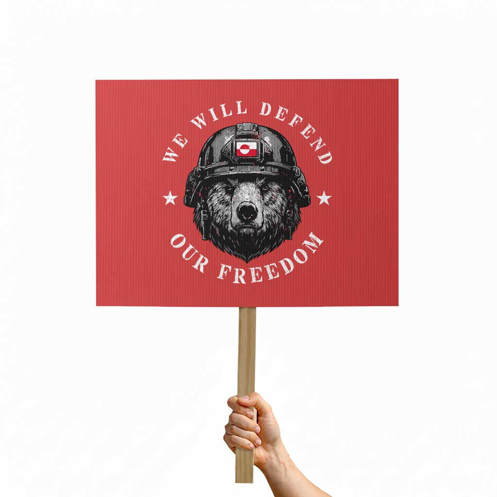 Greenland Bear We Will Defend Our Freedom Protest Sign Polar Bear Soldier National Pride TS02 Horizontal 18
