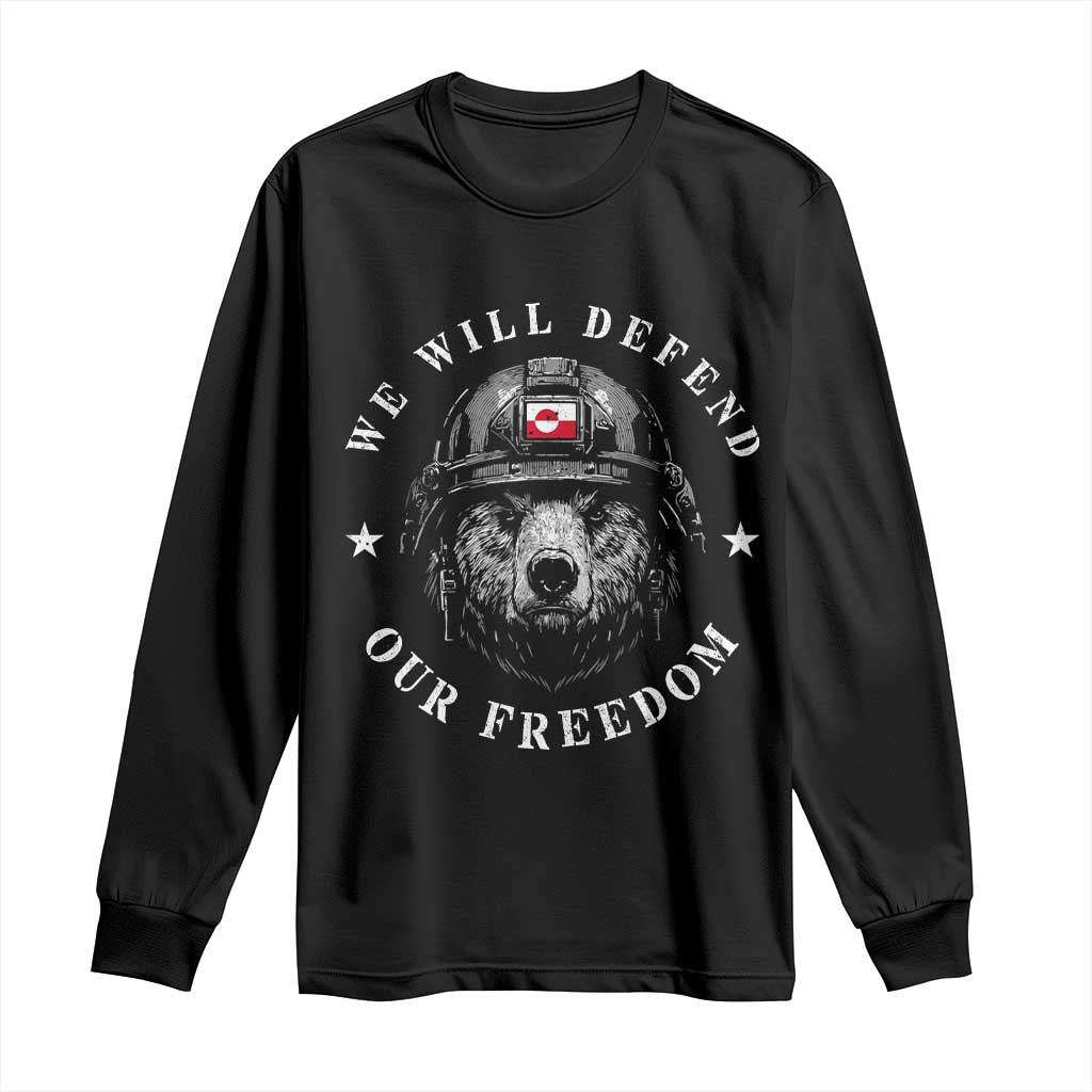 Greenland Bear We Will Defend Our Freedom Long Sleeve Shirt Polar Bear Soldier National Pride TS02 Black Print Your Wear