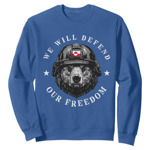 Greenland Bear We Will Defend Our Freedom Sweatshirt Polar Bear Soldier National Pride TS02 Royal Blue Print Your Wear