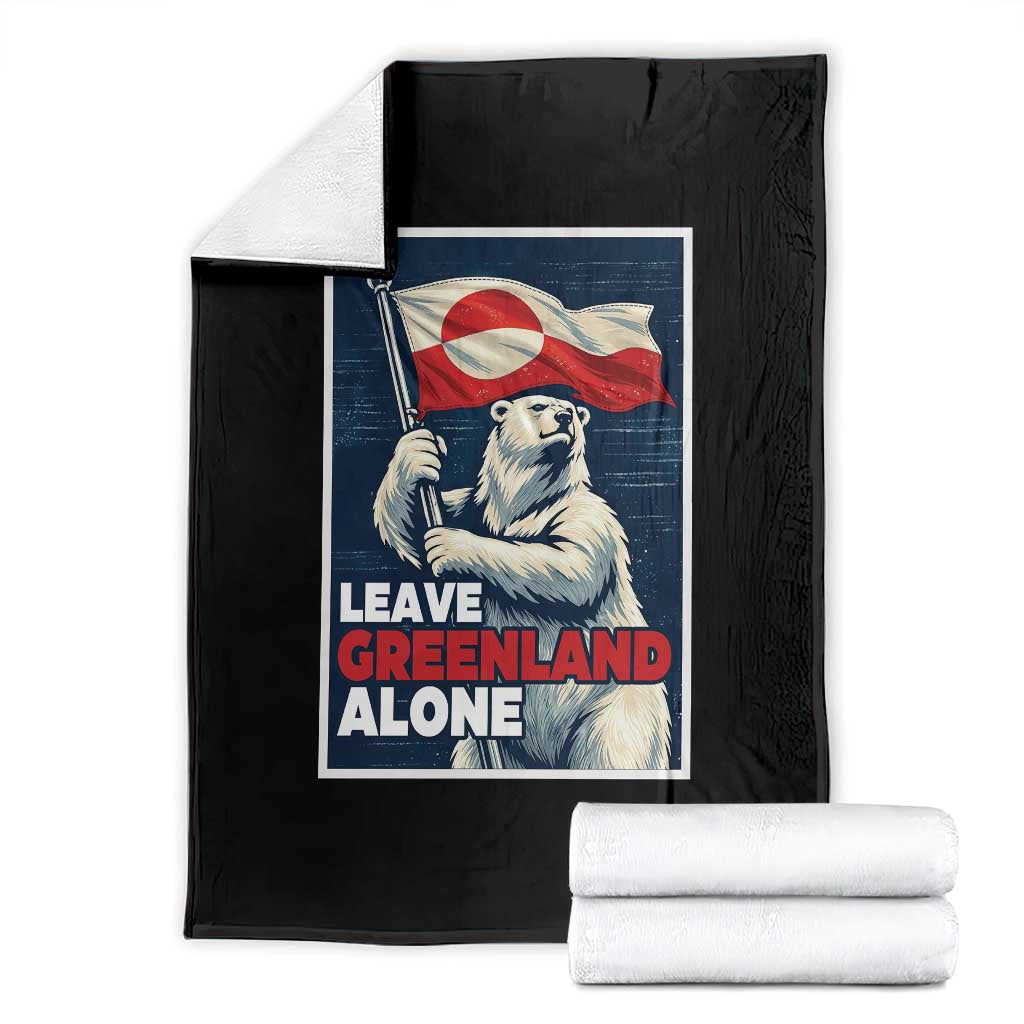 Leave Greenland Alone Vintage Poster Graphic Throw Blanket Retro Polar Bear Waving Flag Patriot TS02 Black Print Your Wear