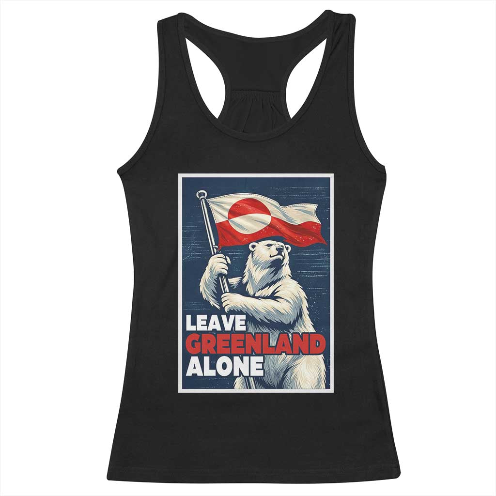 Leave Greenland Alone Vintage Poster Graphic Racerback Tank Top Retro Polar Bear Waving Flag Patriot TS02 Black Print Your Wear