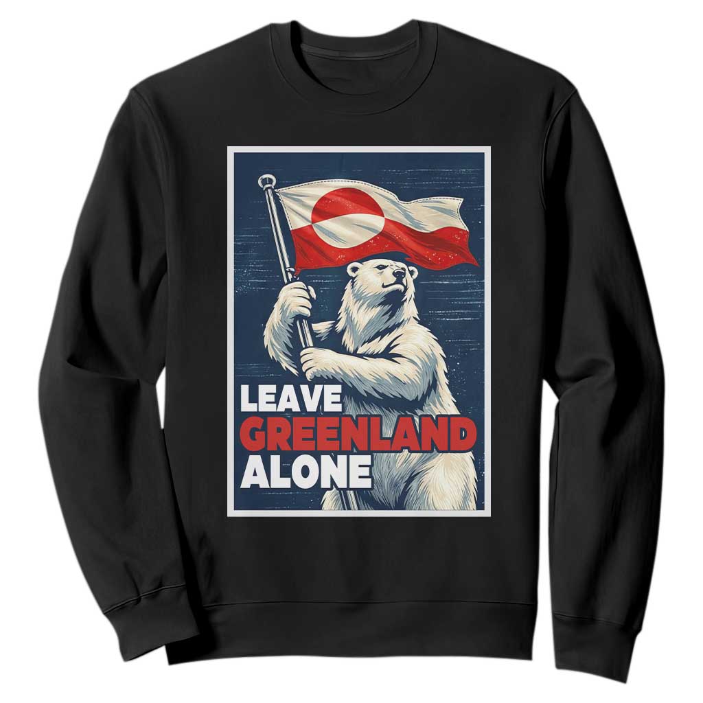 Leave Greenland Alone Vintage Poster Graphic Sweatshirt Retro Polar Bear Waving Flag Patriot TS02 Black Print Your Wear