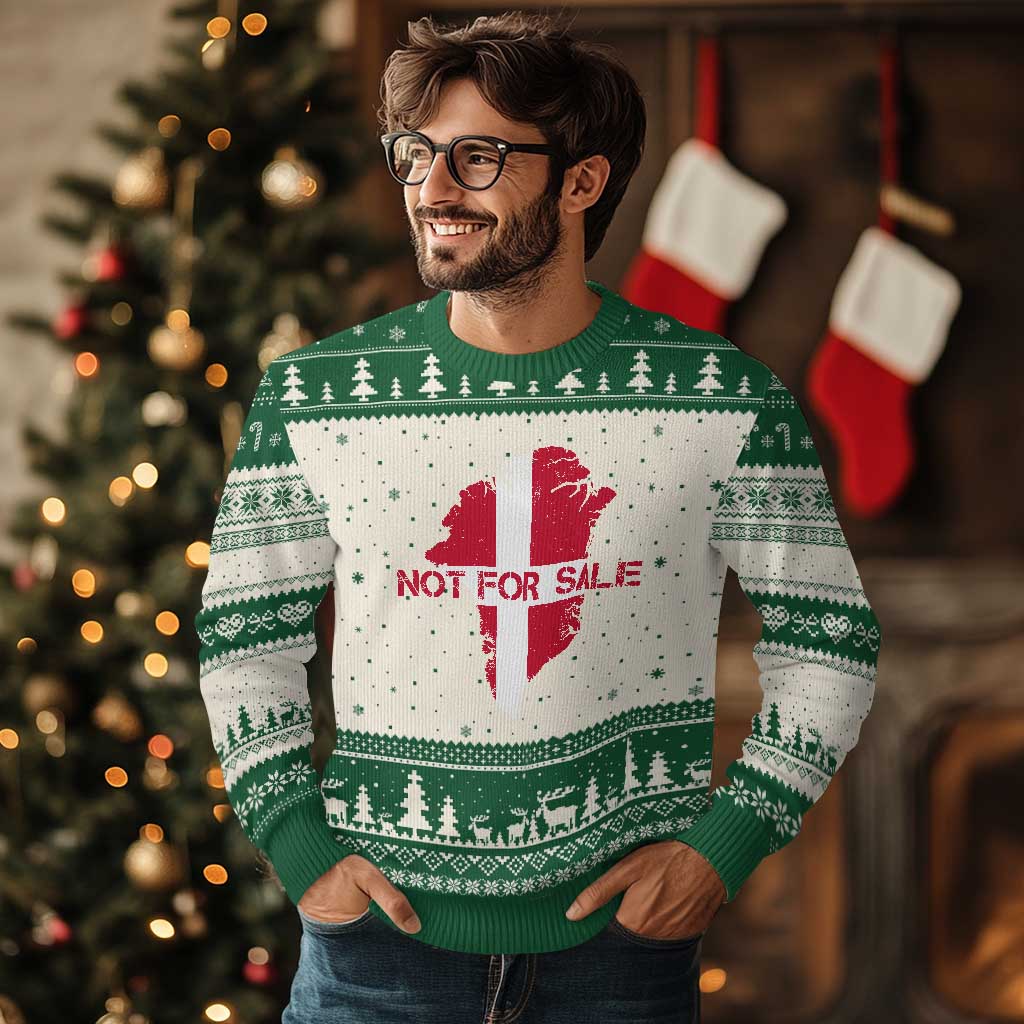 Denmark Stand With Greenland Not For Sale Ugly Christmas Sweater Danish Flag Unity Support Protest TS02 Beige Green Print Your Wear