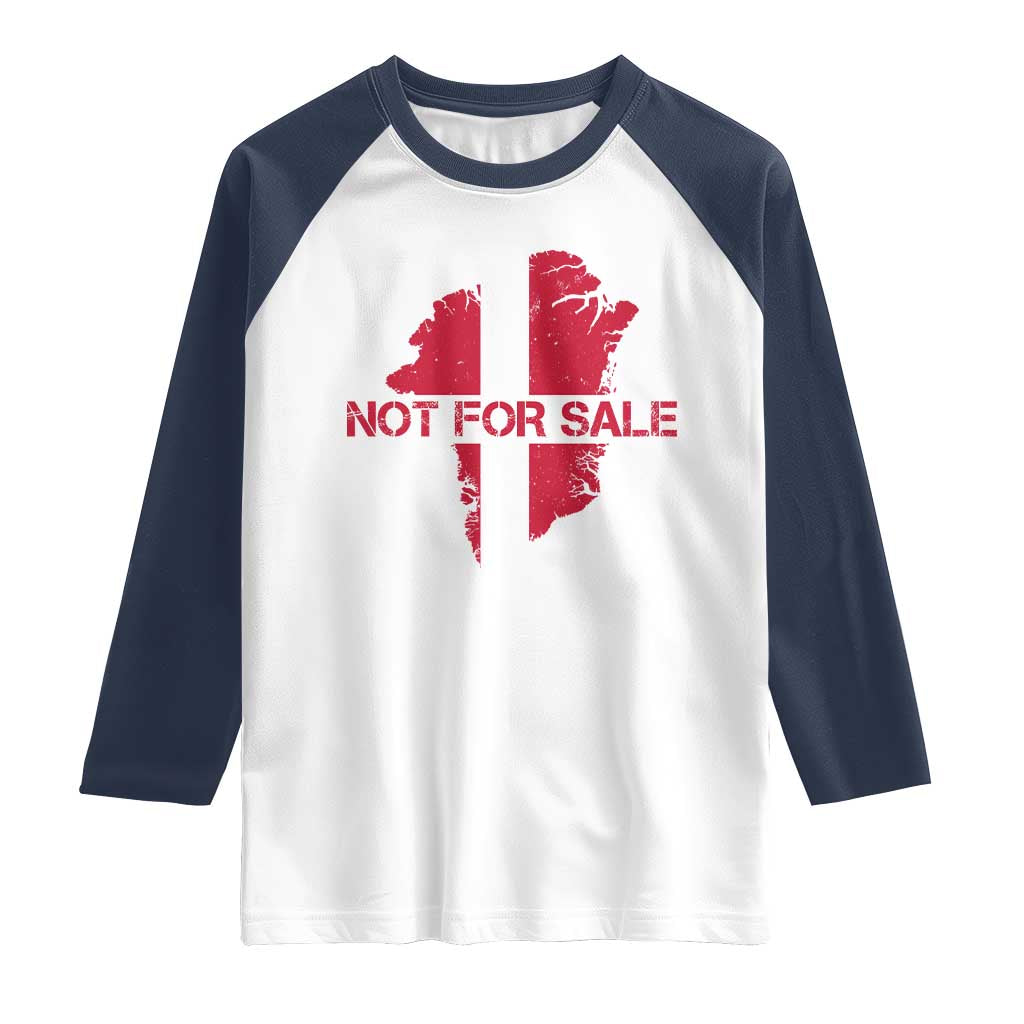 Denmark Stand With Greenland Not For Sale Raglan Shirt Danish Flag Unity Support Protest TS02 White Navy Print Your Wear