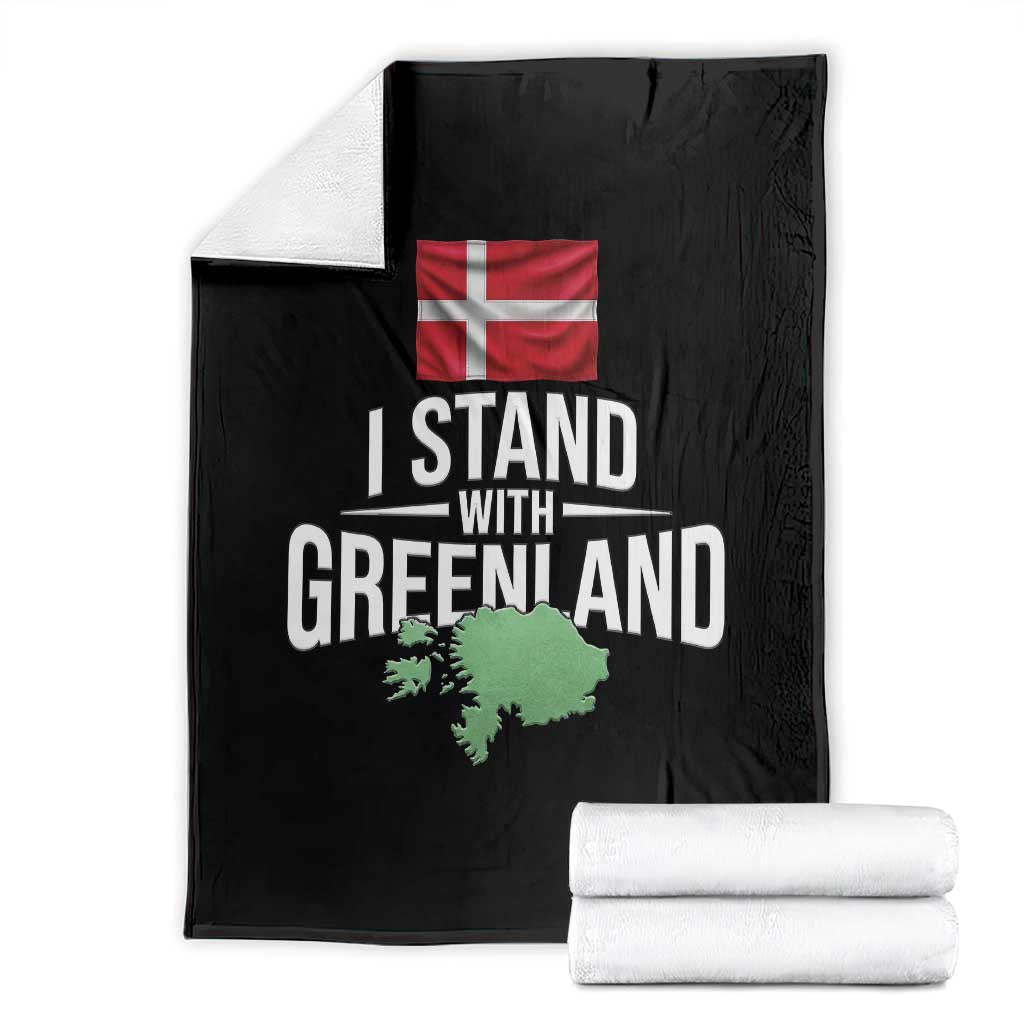 Denmark I Stand With Greenland Throw Blanket Danish Flag and Map Unity Support Protest TS02 Black Print Your Wear