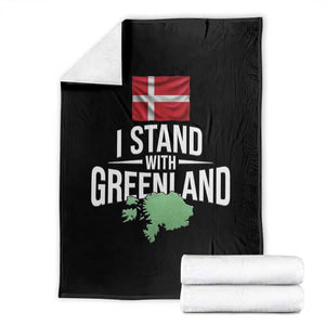 Denmark I Stand With Greenland Throw Blanket Danish Flag and Map Unity Support Protest TS02 Black Print Your Wear